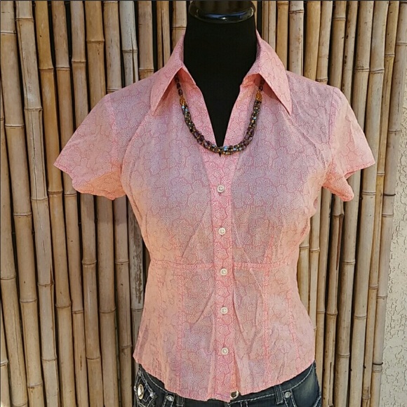 Ann Taylor Tops - ANN TAYLOR Pink & White Print Button-up Shirt Sz 4